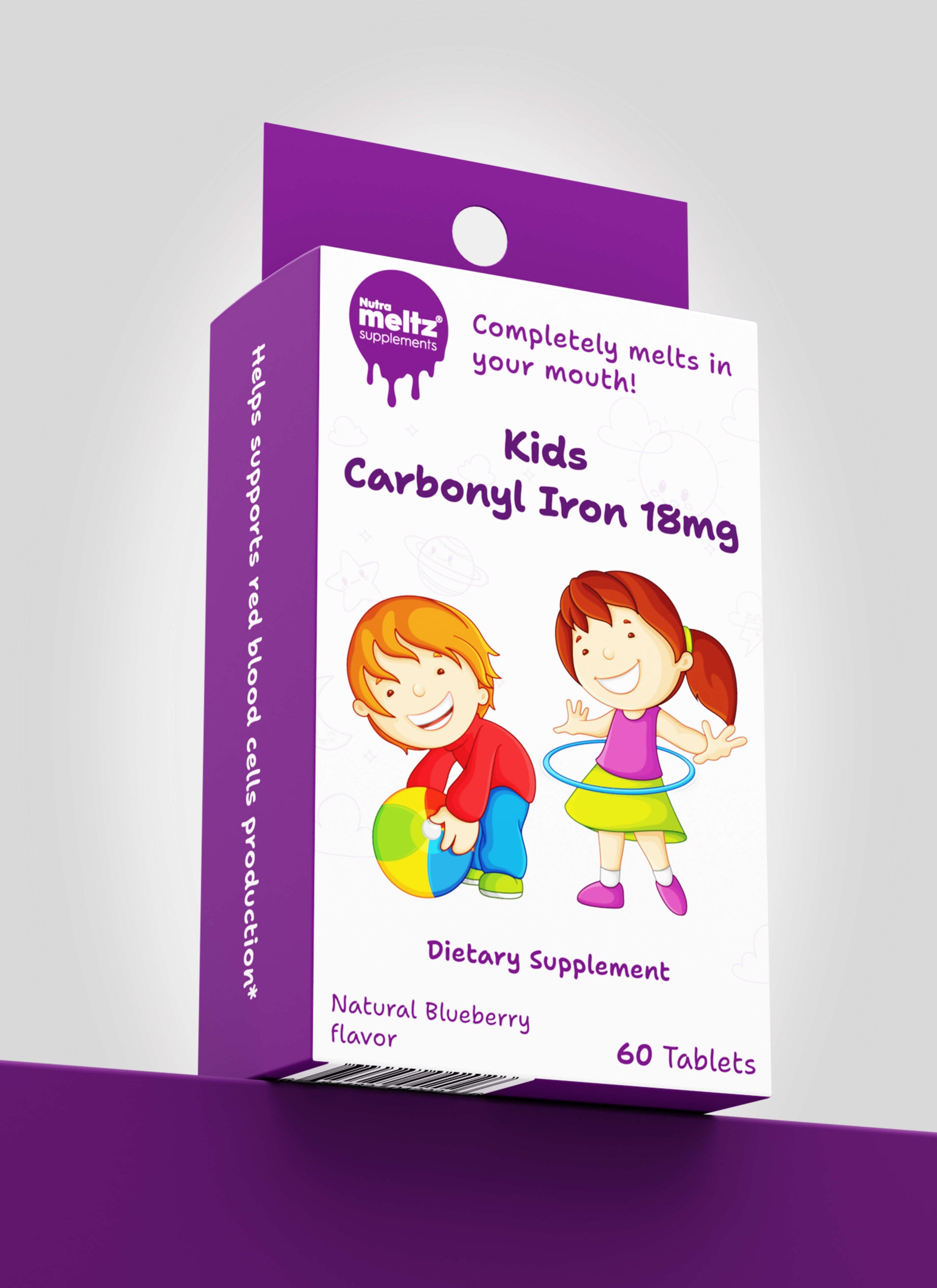 Kids Carbonyl Iron 18mg - Helps form Red Blood Cells - Quick Dissolving tablets - 60 Melting tablets