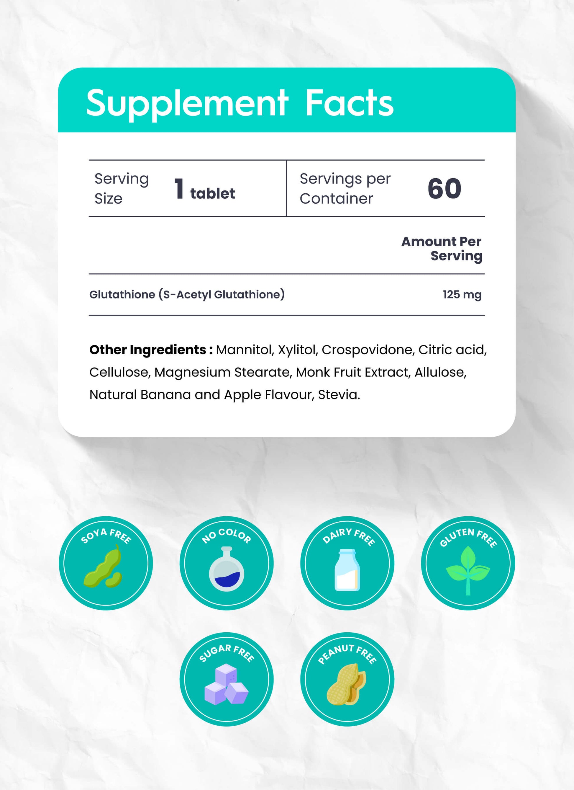 Glutathione - 60 Quick Dissolving Tablets - Nutrameltz Glutathione - 60 Quick Dissolving Tablets - Nutrameltz